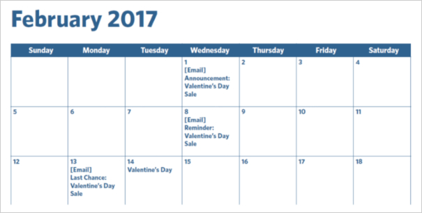 Email Marketing Calendar Example